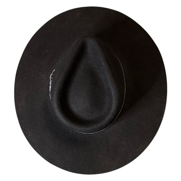 NWT Twister Pinch Front Cowgirl Hat Girls Black Felt Flat 3.5” Brim Western  L main image 5